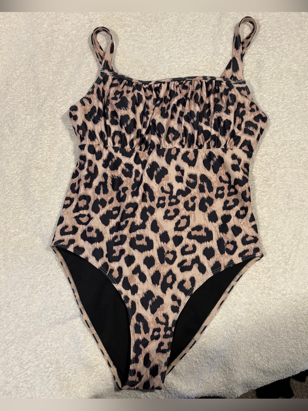 Leopard Print One-Piece Swimsuit - Neutral beige & Black
